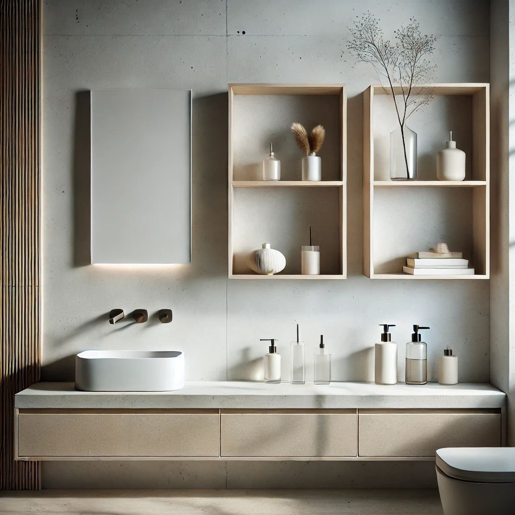 stillvoll eingerichtetes Badezimmer Handtuchhalter Seifenspender