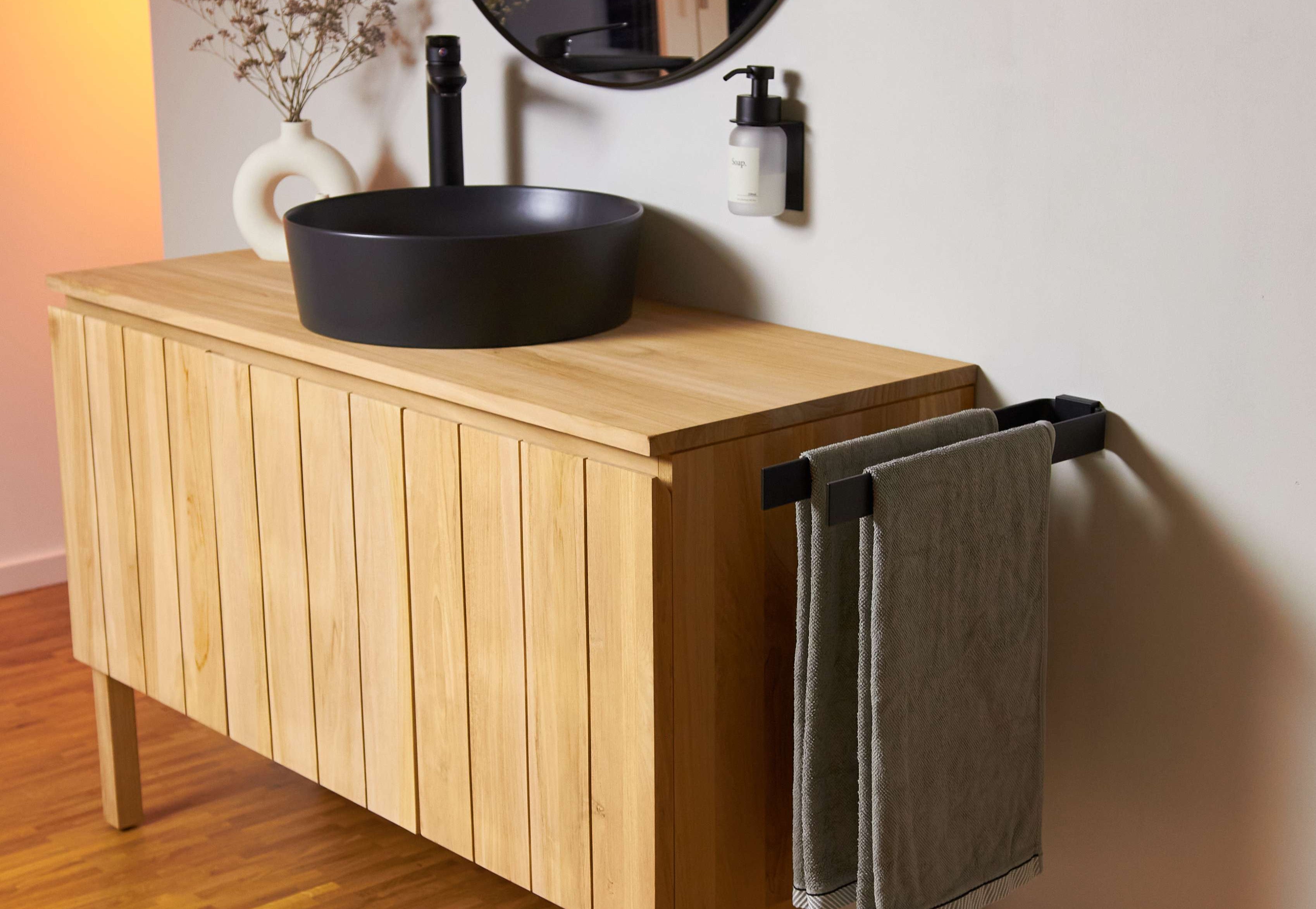 Designfabrik Hamburg Handtuchhalter zweiarmig Handtuchstange doppelarm schwarz matt 42cm