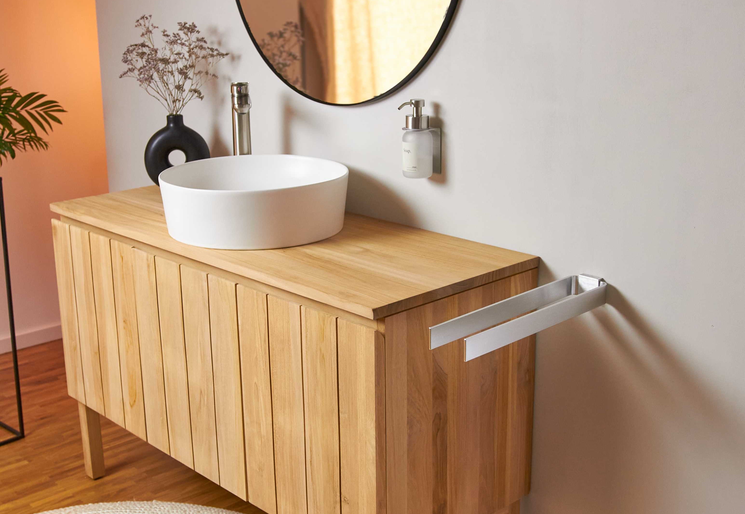 Designfabrik Hamburg Handtuchhalter zweiarmig Handtuchstange doppelarm silber silbergrau gebürstet 42cm