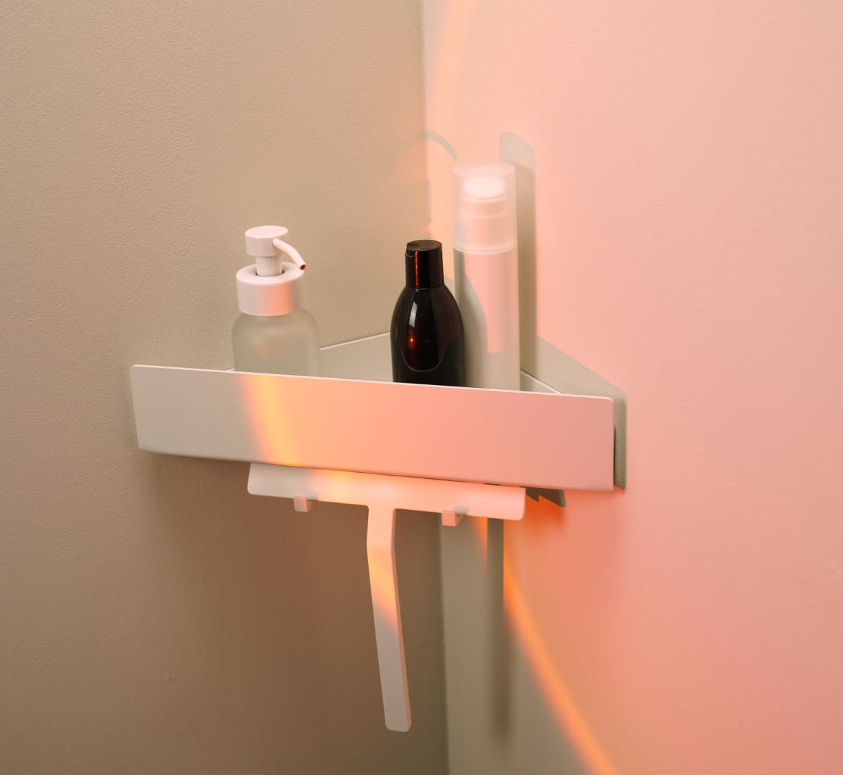 Designfabrik Hamburg Duschablage als Eckablage ohne Bohren für Duschutensilien und Shampoo Weiß