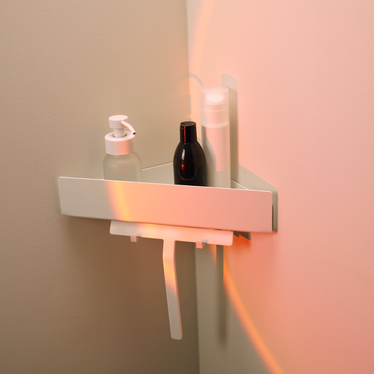 Designfabrik Hamburg Duschablage als Eckablage ohne Bohren für Duschutensilien und Shampoo Weiß