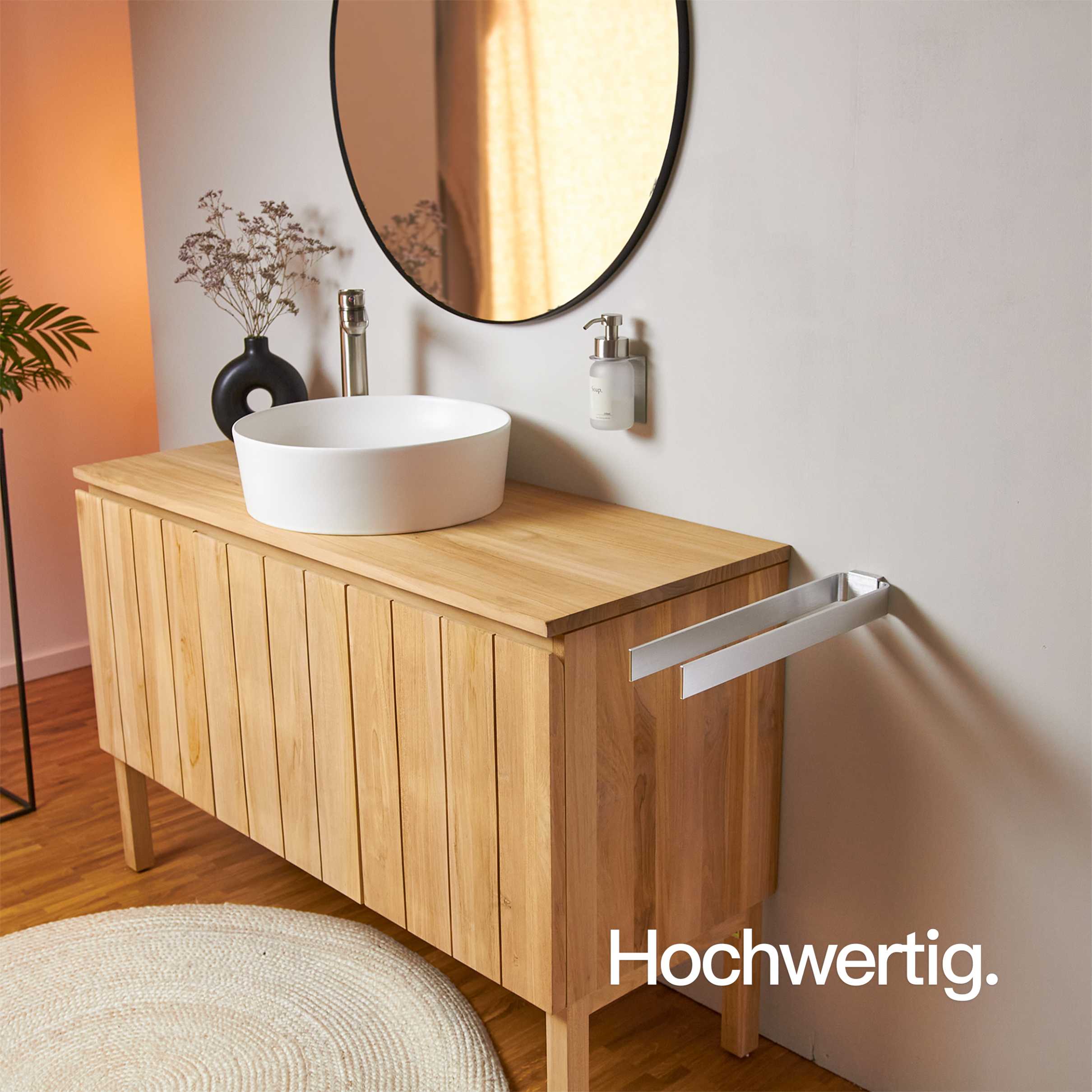 Designfabrik Hamburg zweiarmiger Handtuchhalter doppelarm feststehend Wandmontage 42cm silber