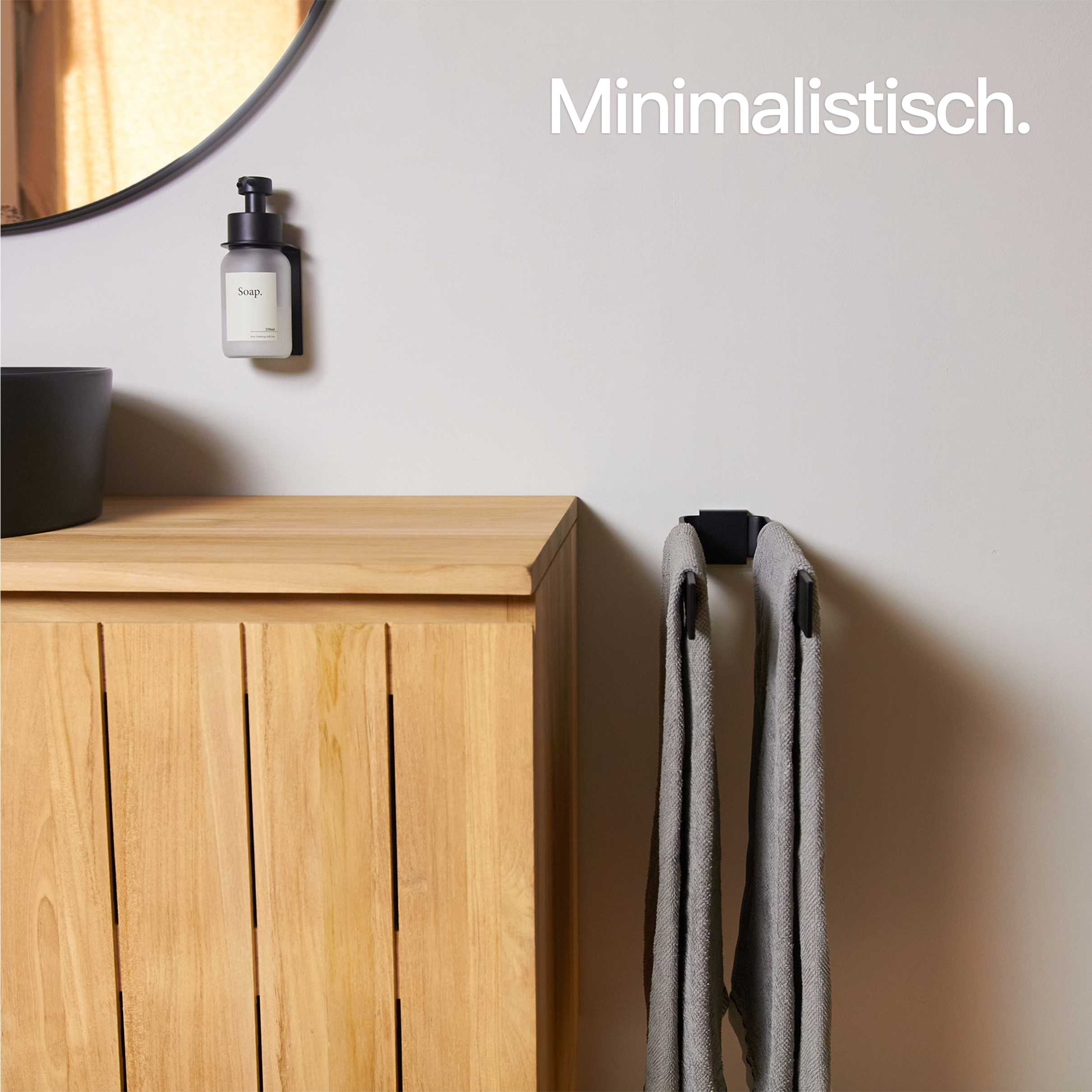Designfabrik Hamburg zweiarmiger Handtuchhalter doppelarm feststehend Wandmontage 42cm schwarz