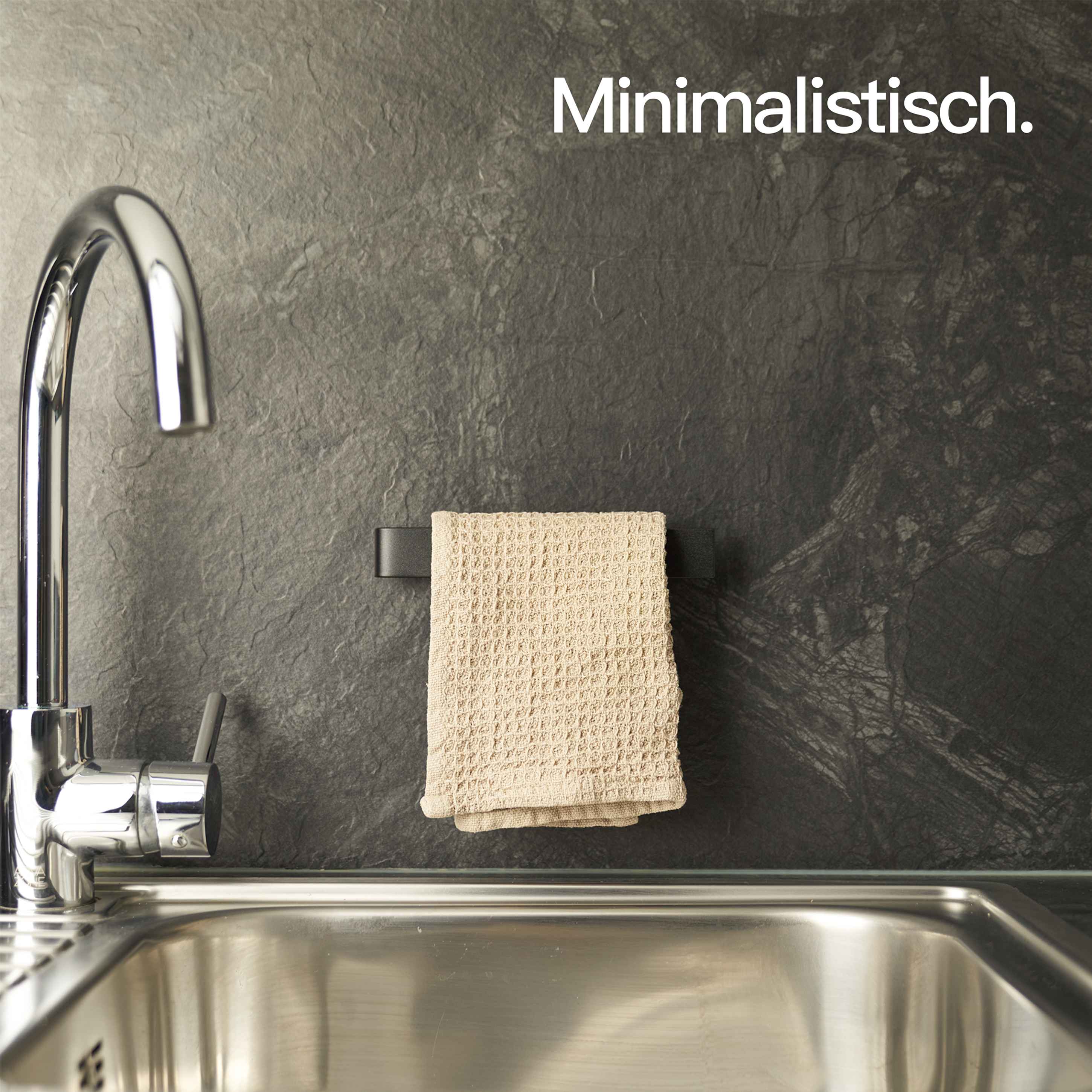 Designfabrik Hamburg Spültuchhalter ohne Bohren, Spüllappenhalter, Geschirrtuchhalter Lappenhalter Küche schwarz
