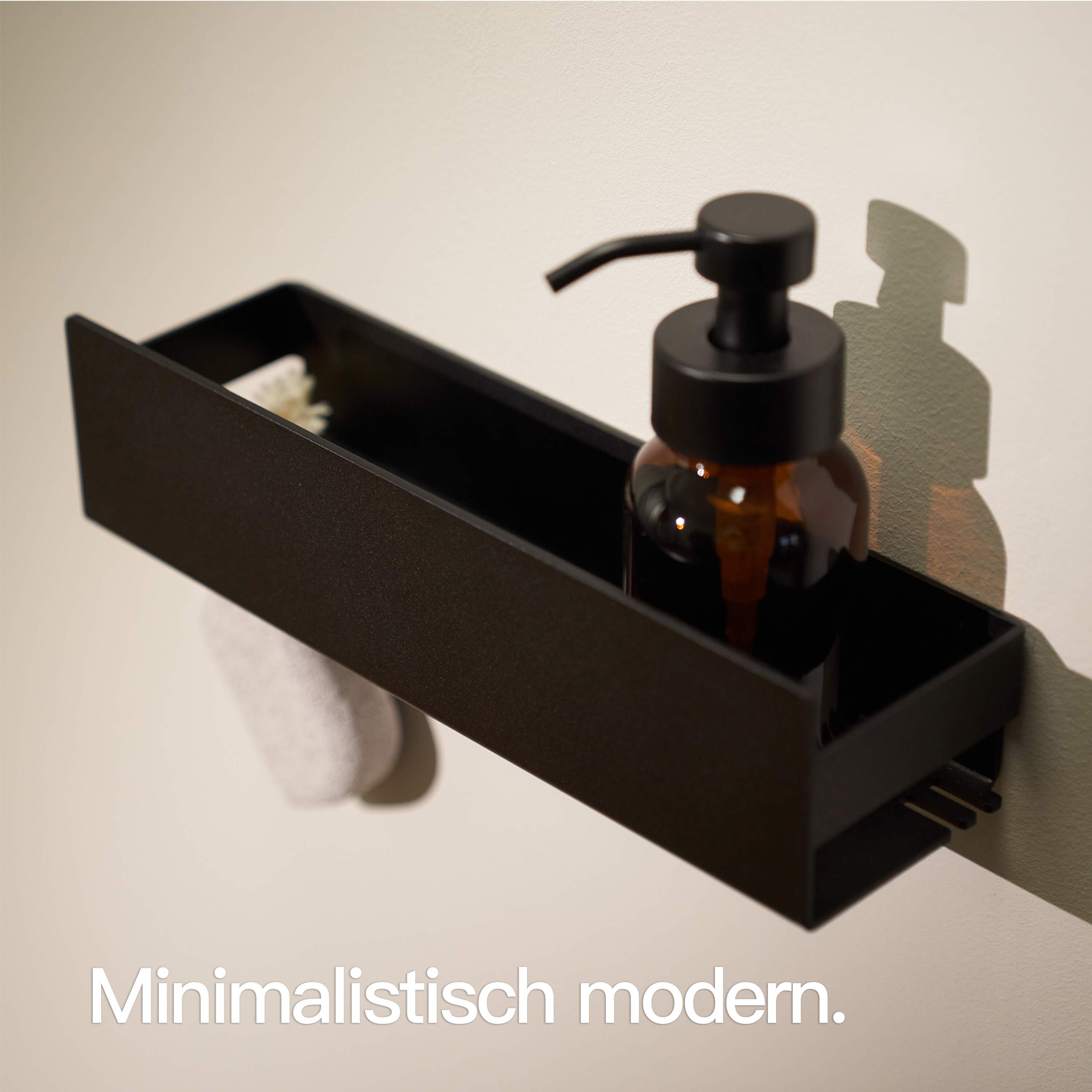 Designfabrik Hamburg Duschablage ohne Bohren Wandmontage selbstklebend schwarz 30cm