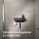 Designfabrik Hamburg Duschablage ohne Bohren Wandmontage selbstklebend schwarz 30cm