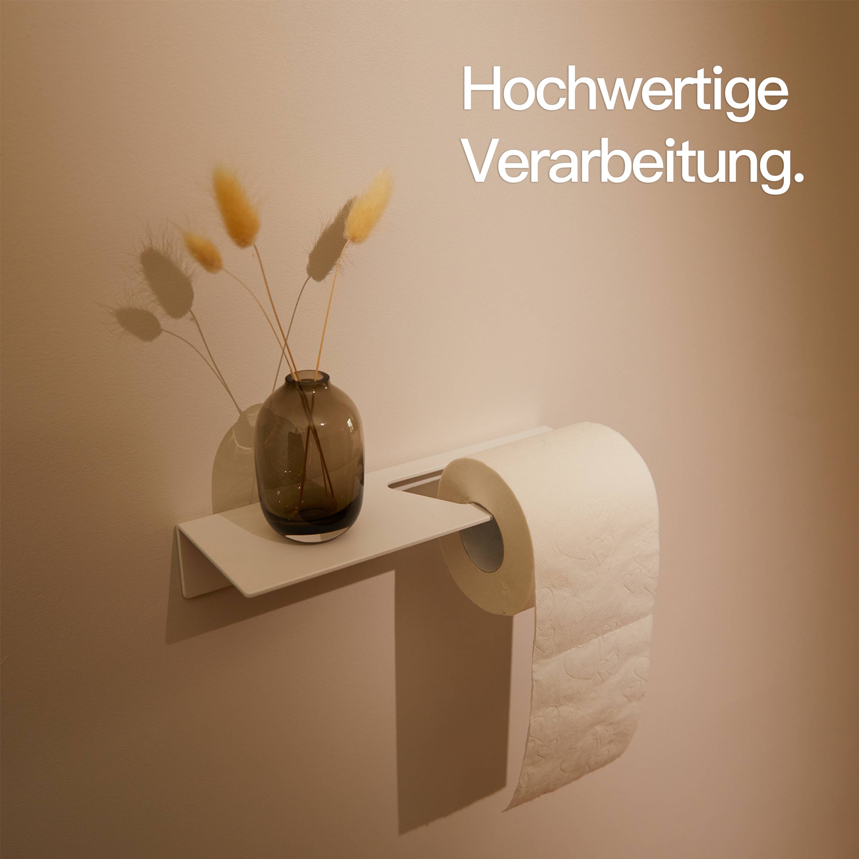 Designfabrik Hamburg selbstklebender Toilettenpapierhalter Klorollenhalter ohne Bohren mit Ablage weiß