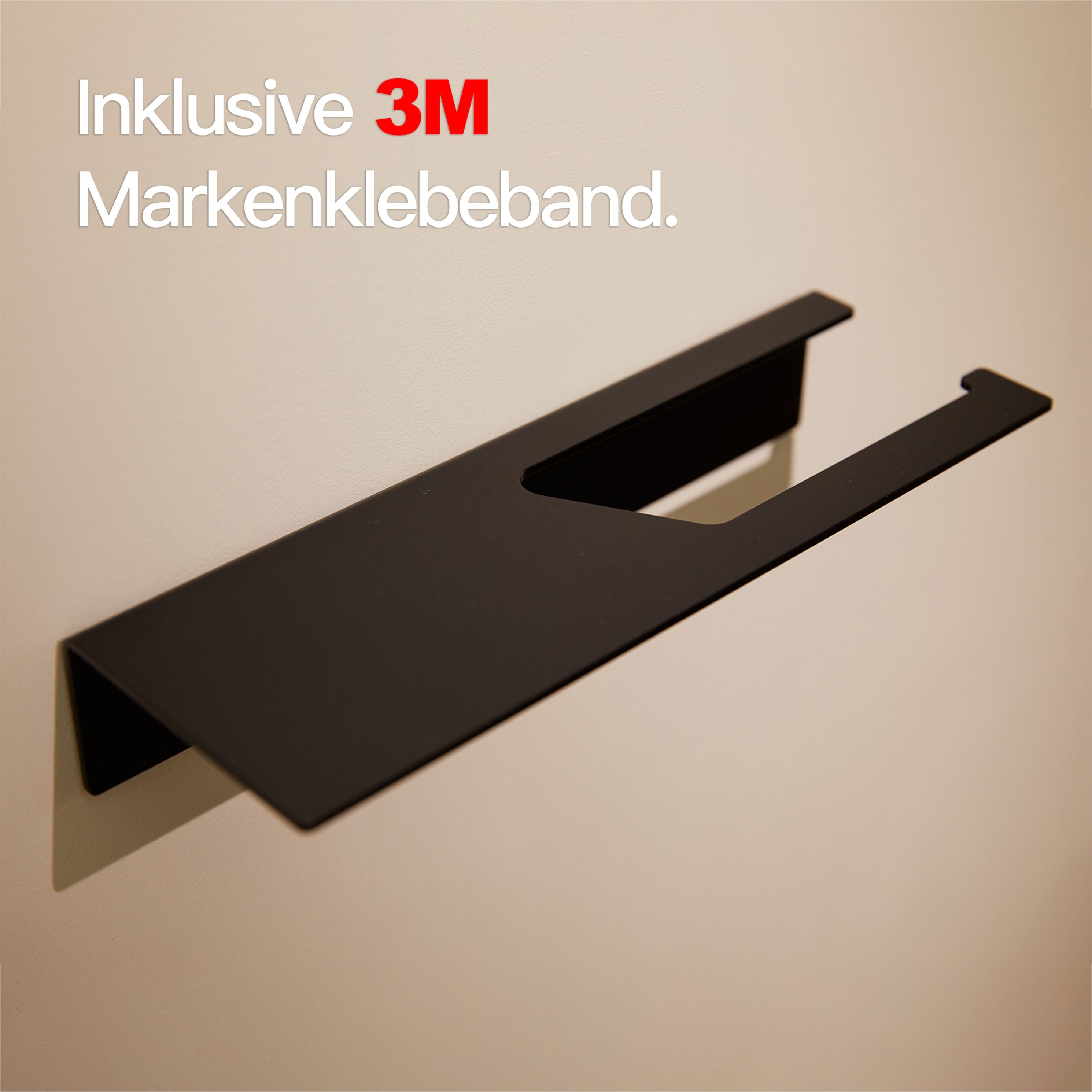 Designfabrik Hamburg selbstklebender Toilettenpapierhalter Klorollenhalter ohne Bohren mit Ablage schwarz