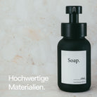 Designfabrik Hamburg Glas Seifenspender mit Gummistandfuß und Edelstahlpumpe schwarz schwarzes Glas