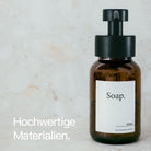 Designfabrik Hamburg Glas Seifenspender mit Gummistandfuß und Edelstahlpumpe schwarz Braunglas