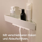 Designfabrik Hamburg Duschablage als Eckablage ohne Bohren für Duschutensilien und Shampoo weiß