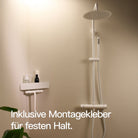 Designfabrik Hamburg Duschablage als Eckablage ohne Bohren für Duschutensilien und Shampoo weiß