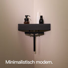 Designfabrik Hamburg Duschablage als Eckablage ohne Bohren für Duschutensilien und Shampoo Schwarz