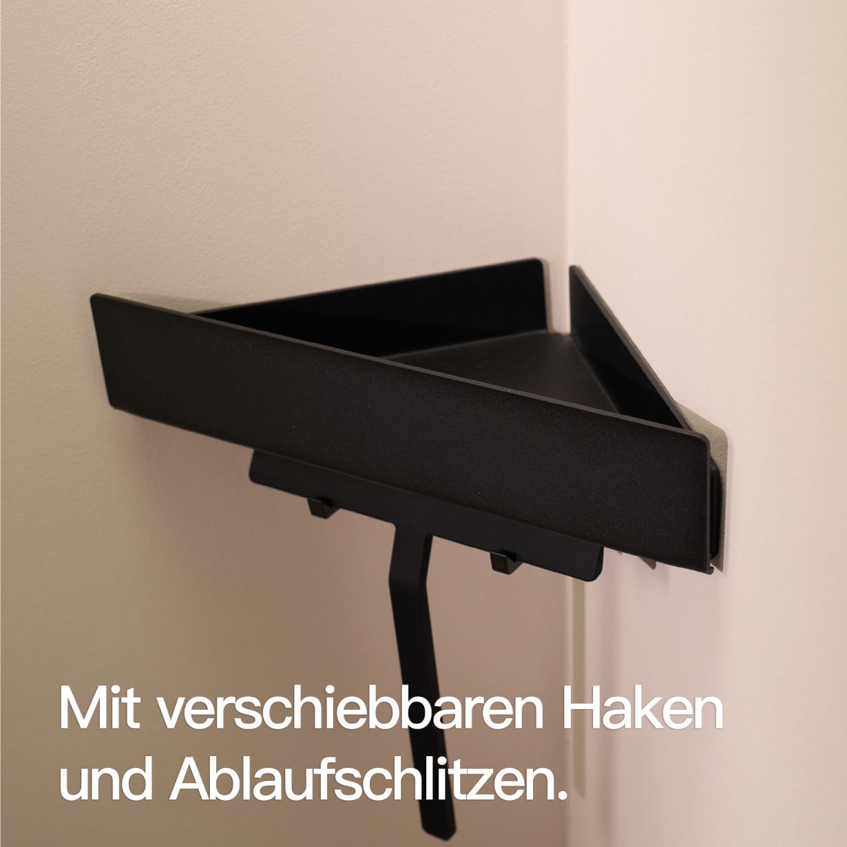 Designfabrik Hamburg Duschablage als Eckablage ohne Bohren für Duschutensilien und Shampoo Schwarz
