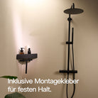 Designfabrik Hamburg Duschablage als Eckablage ohne Bohren für Duschutensilien und Shampoo Schwarz