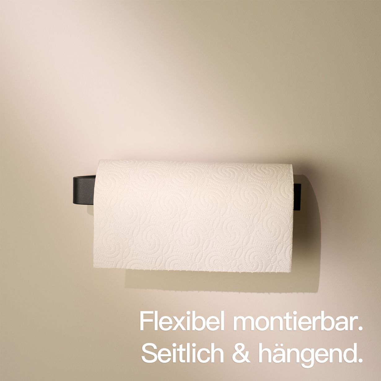 Designfabrik Hamburg Küchenrollenhalter selbstklebend ohne Bohren für Küchenpapier als Küchenaccessoire schwarz