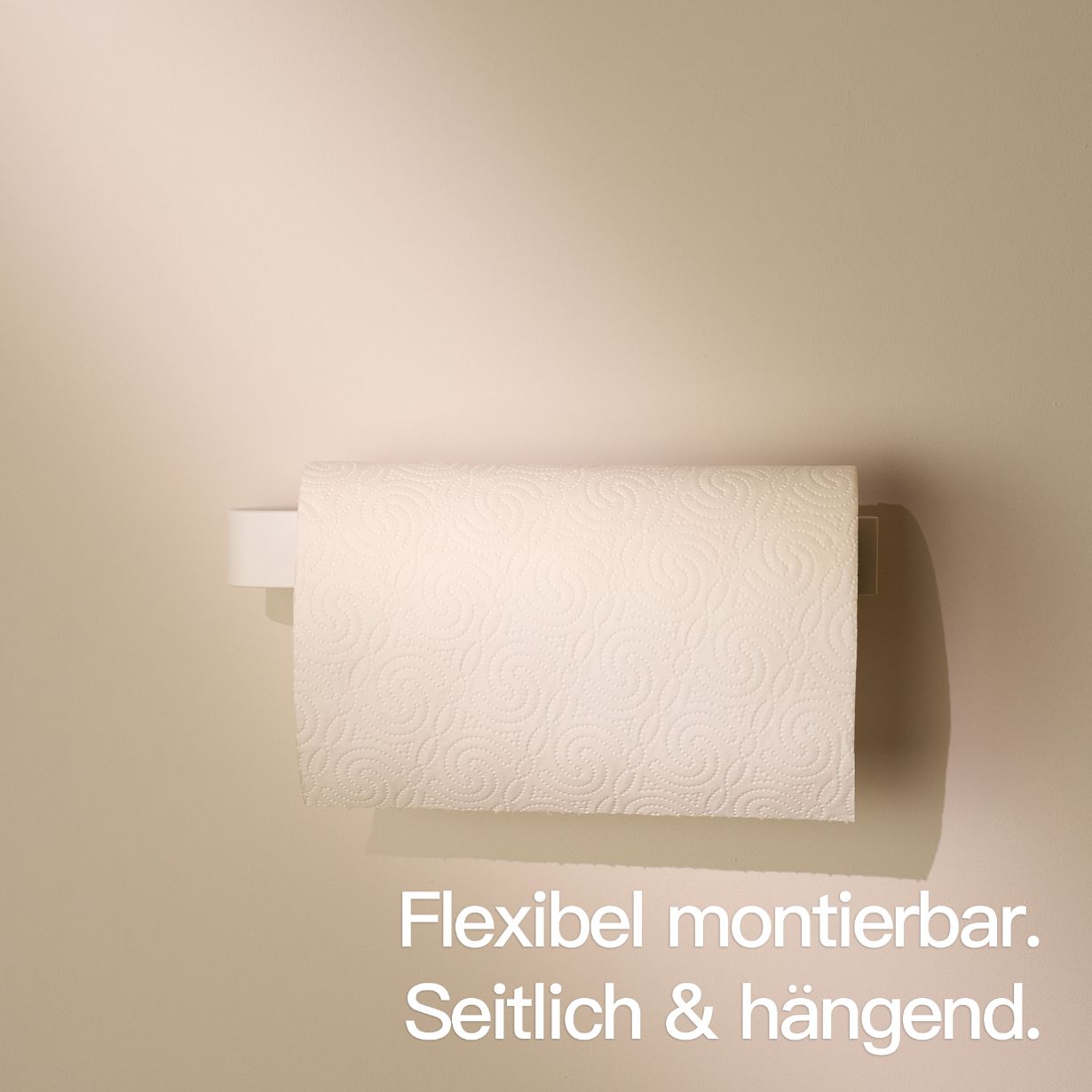 Designfabrik Hamburg Küchenrollenhalter selbstklebend ohne Bohren für Küchenpapier als Küchenaccessoire weiß