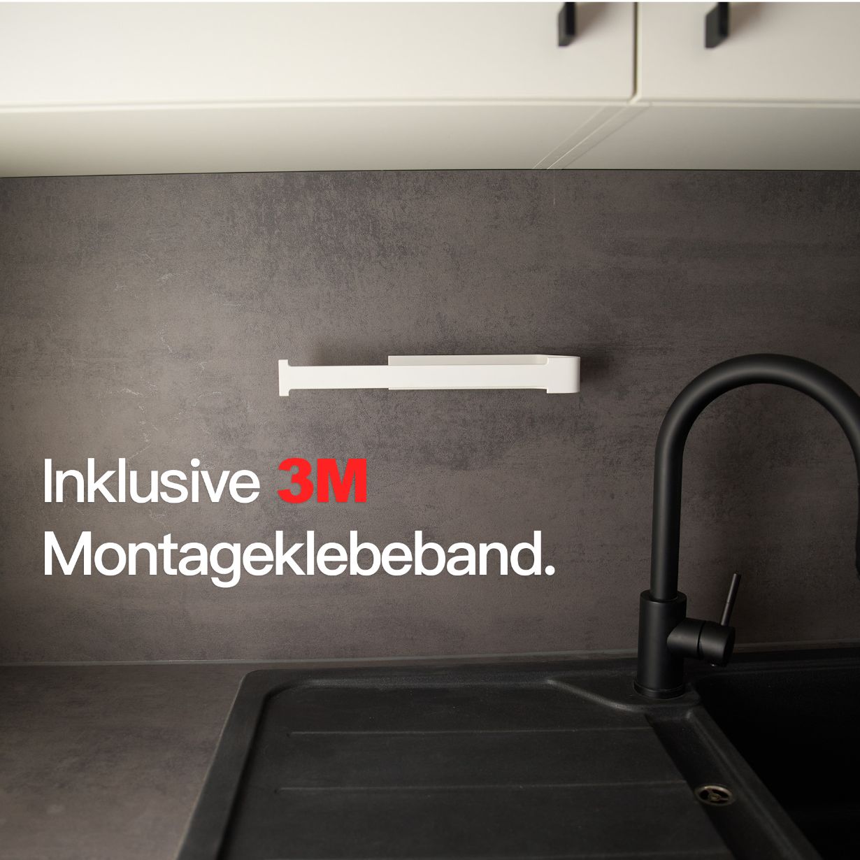 Designfabrik Hamburg Küchenrollenhalter selbstklebend ohne Bohren für Küchenpapier als Küchenaccessoire weiß