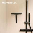 Designfabrik Hamburg Duschabzieher aus Silikon mit selbstklebender Wandhalterung und Hängehalterung schwarz matt