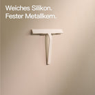 Designfabrik Hamburg Duschabzieher aus Silikon mit selbstklebender Wandhalterung und Hängehalterung weiß matt