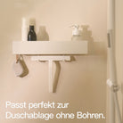 Designfabrik Hamburg Duschabzieher aus Silikon mit selbstklebender Wandhalterung und Hängehalterung weiß matt
