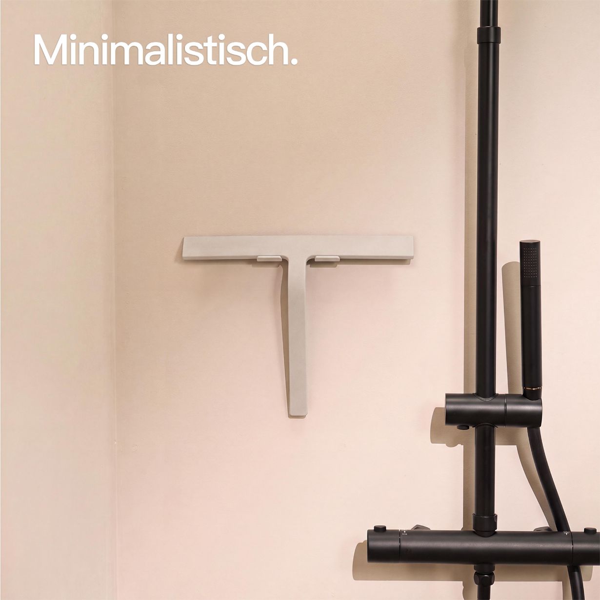 Designfabrik Hamburg Duschabzieher aus Silikon mit zwei verschiedenen Halterungen für Wand und Duschwand beige