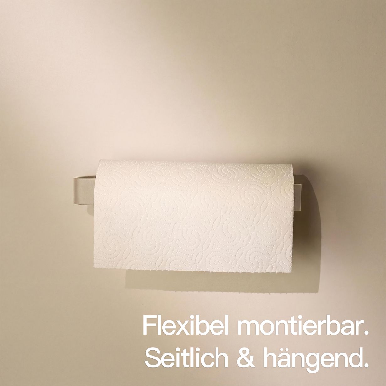 Designfabrik Hamburg Küchenrollenholter ohne bohren für die Küchenrückwand beige