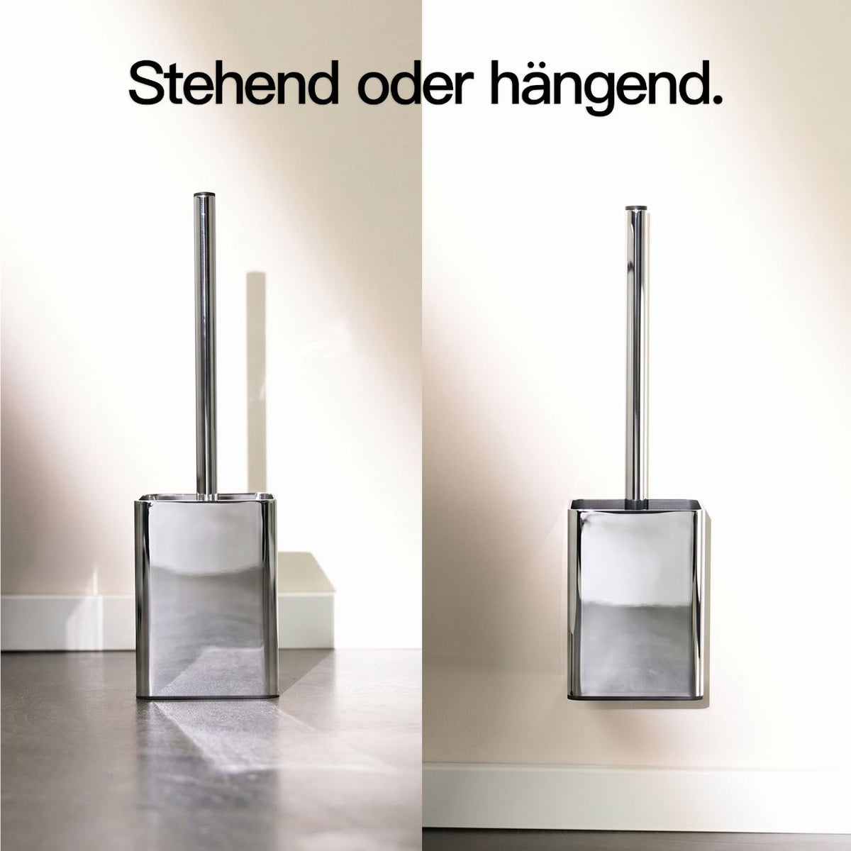 Designfabrik Hamburg Toilettenbürste aus Silikon mit Metallgehäuse Chrom glänzend