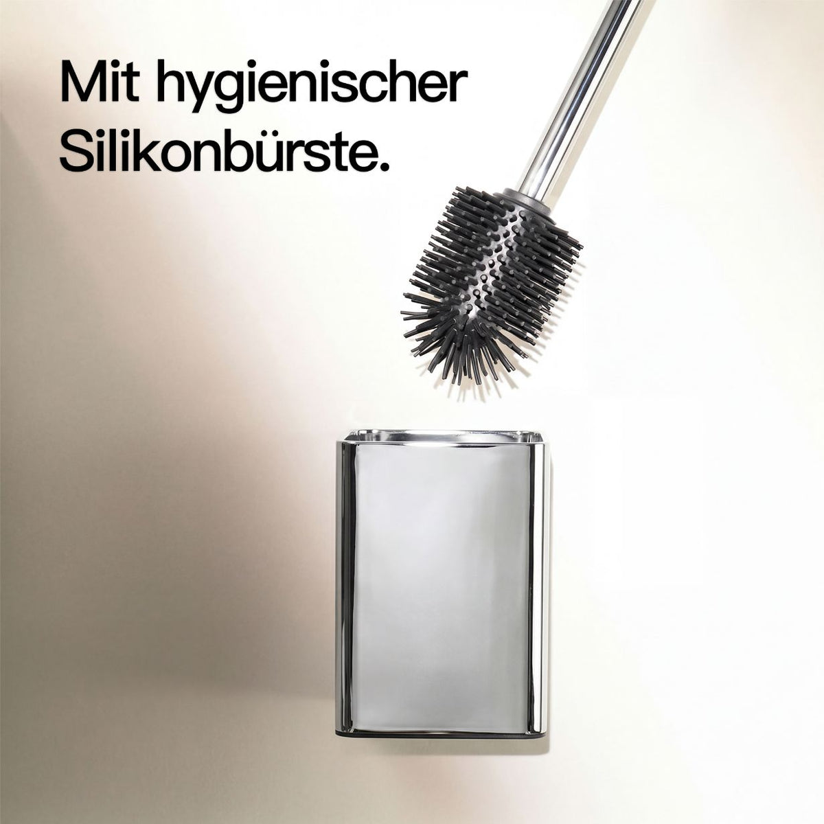 Designfabrik Hamburg Toilettenbürste aus Silikon mit Metallgehäuse Chrom glänzend