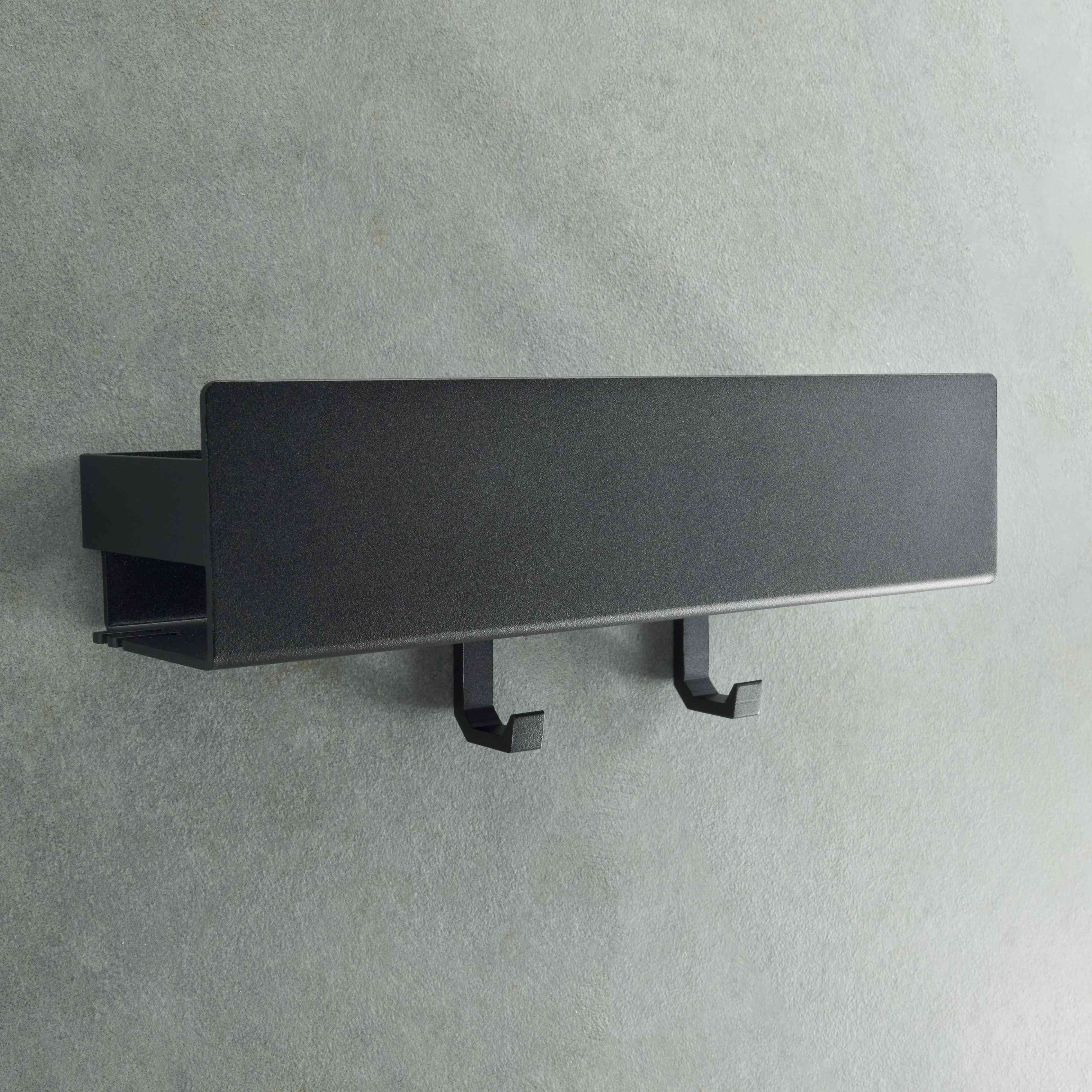 Designfabrik Hamburg Duschablage ohne Bohren schwarz matt 30cm, Duschregal Wand
