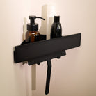 Designfabrik Hamburg Duschablage als Eckablage ohne Bohren für Duschutensilien und Shampoo Schwarz