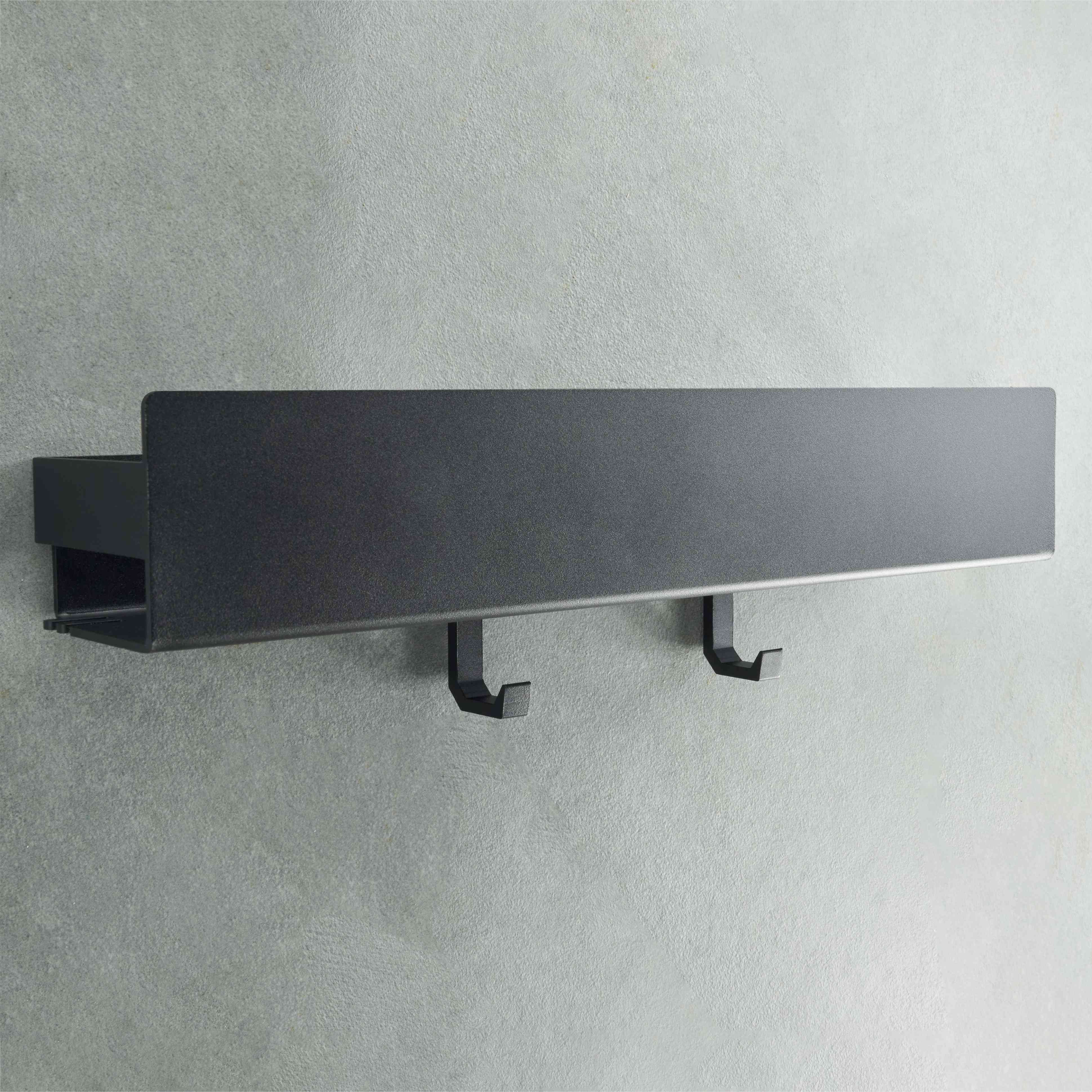 Designfabrik Hamburg Duschablage ohne Bohren schwarz matt 42cm, Duschregal Wand