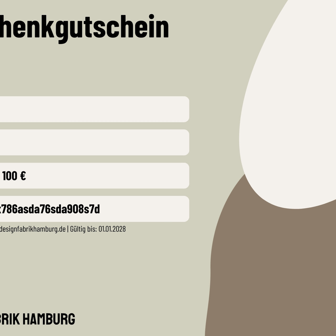 Designfabrik Hamburg Geschenkgutschein / Geschenkkarte / Wertgutschein Design