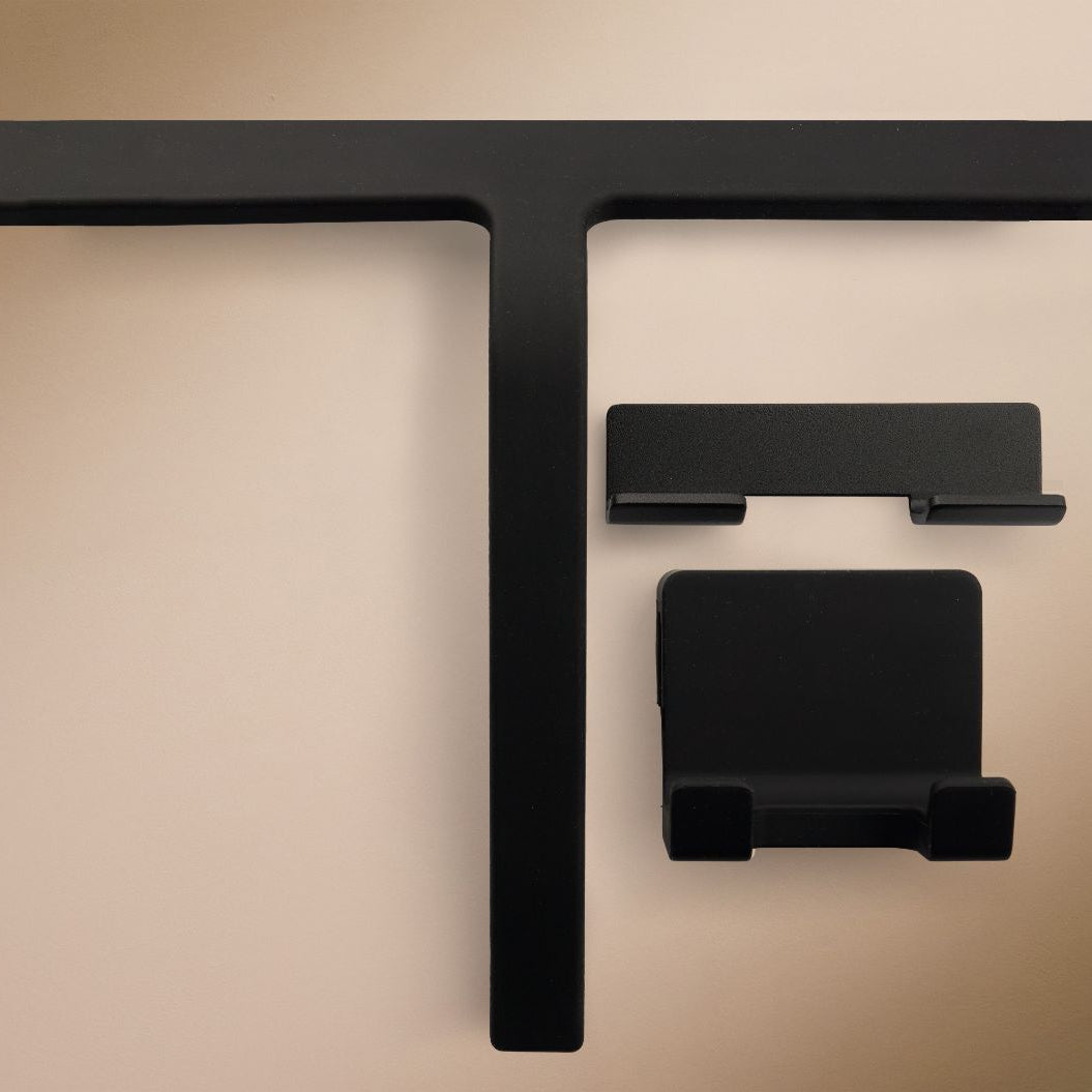 Designfabrik Hamburg Duschabzieher aus Silikon mit selbstklebender Wandhalterung und Hängehalterung schwarz matt