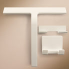 Inhaltsübersicht Designfabrik Hamburg Duschabzieher aus Silikon mit selbstklebender wall mount und Hängehalterung weiß matt