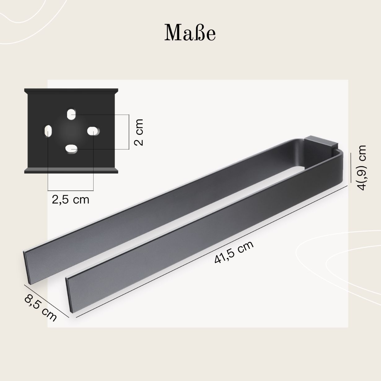 Designfabrik Hamburg Doppelter Handtuchhalter zum Schrauben