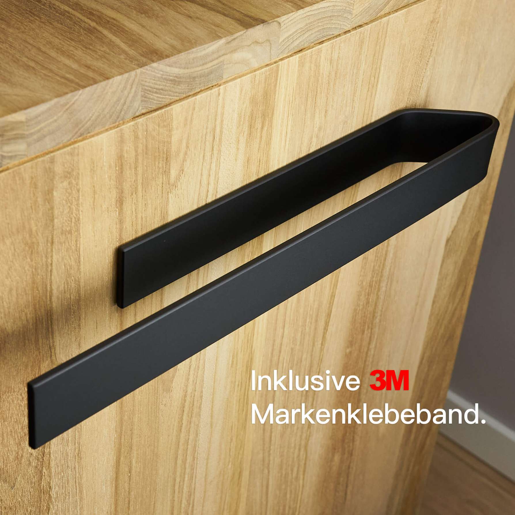 Designfabrik Hamburg Handtuchhalter ohne Bohren Wandmontage 40cm schwarz