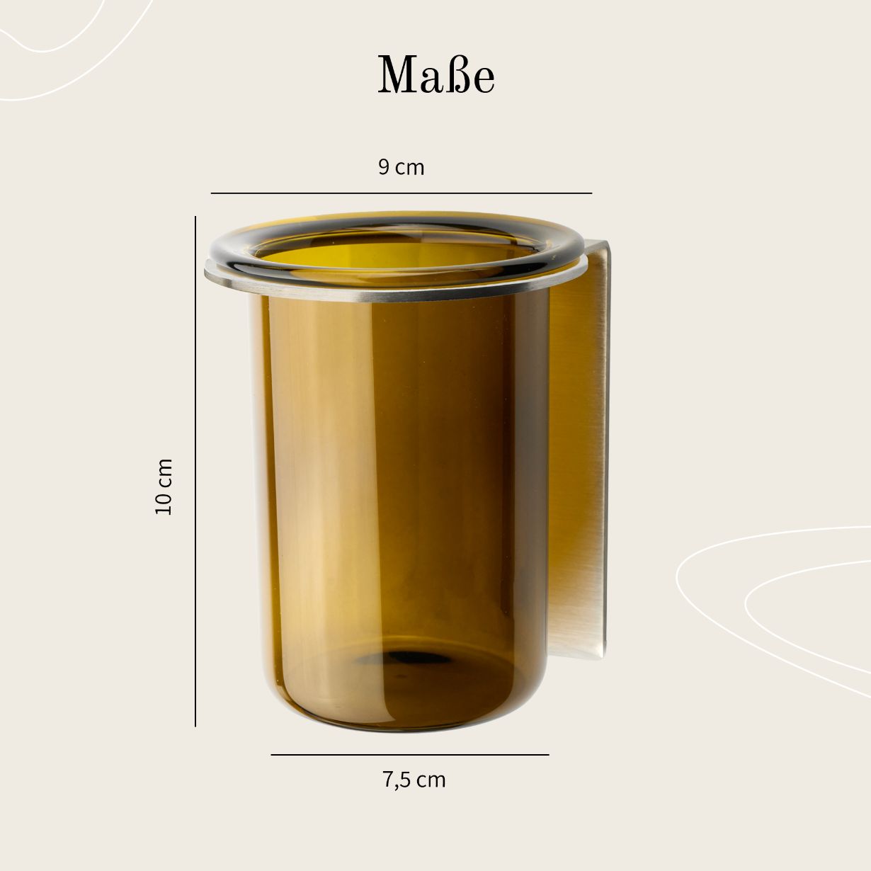 Designfabrik Hamburg Zahnbürstenhalter selbstklebend ohne Bohren aus Glas und Edelstahl