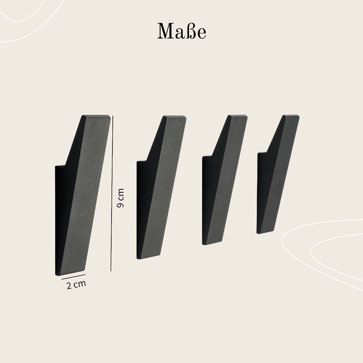 Designfabrik Hamburg Garderobenhaken zum Schrauben Set aus massivem Metall mit modernem Look