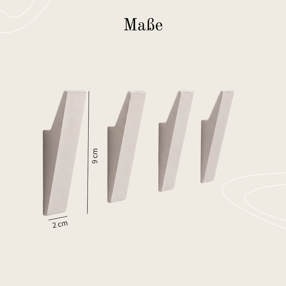 Designfabrik Hamburg Garderobenhaken zur Schraubmontage flexibel an der Wand beige