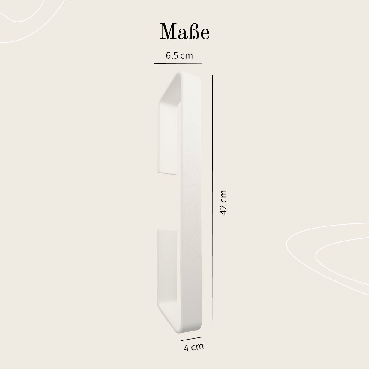 Designfabrik Hamburg vertikaler Gästehandtuchhalter zum Kleben ohne Bohren Weiß Maße