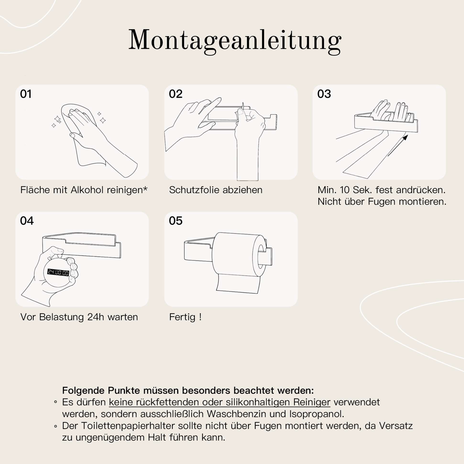 Designfabrik Hamburg selbstklebender Toilettenpapierhalter Klorollenhalter ohne Bohren montageanleitung