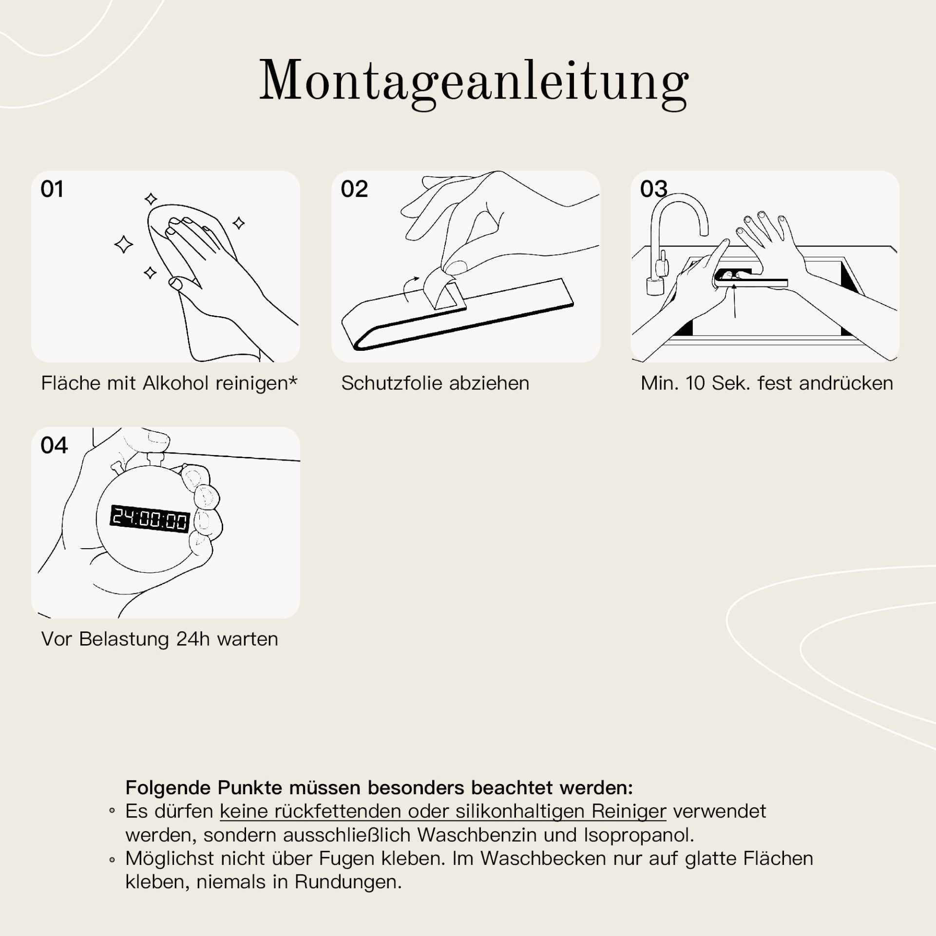 Designfabrik Hamburg Spültuchhalter ohne Bohren, Spüllappenhalter, Geschirrtuchhalter Lappenhalter Küche Montageanleitung
