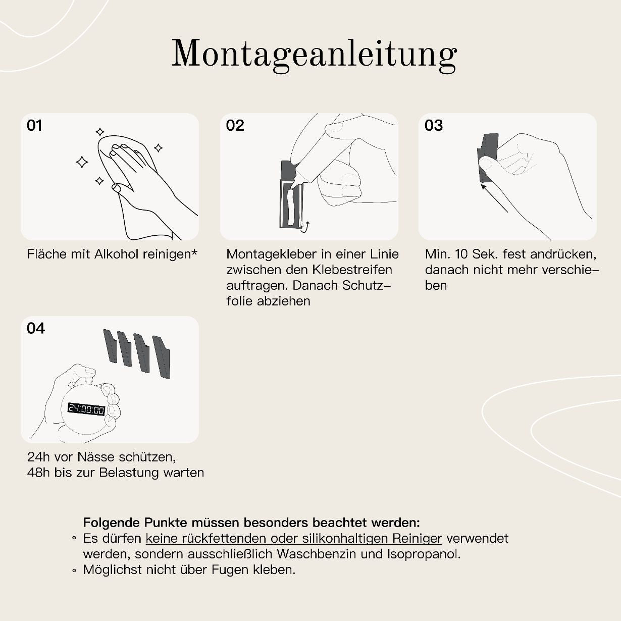 Designfabrik Hamburg selbstklebender Handtuchhaken ohne Bohren Montageanleitung