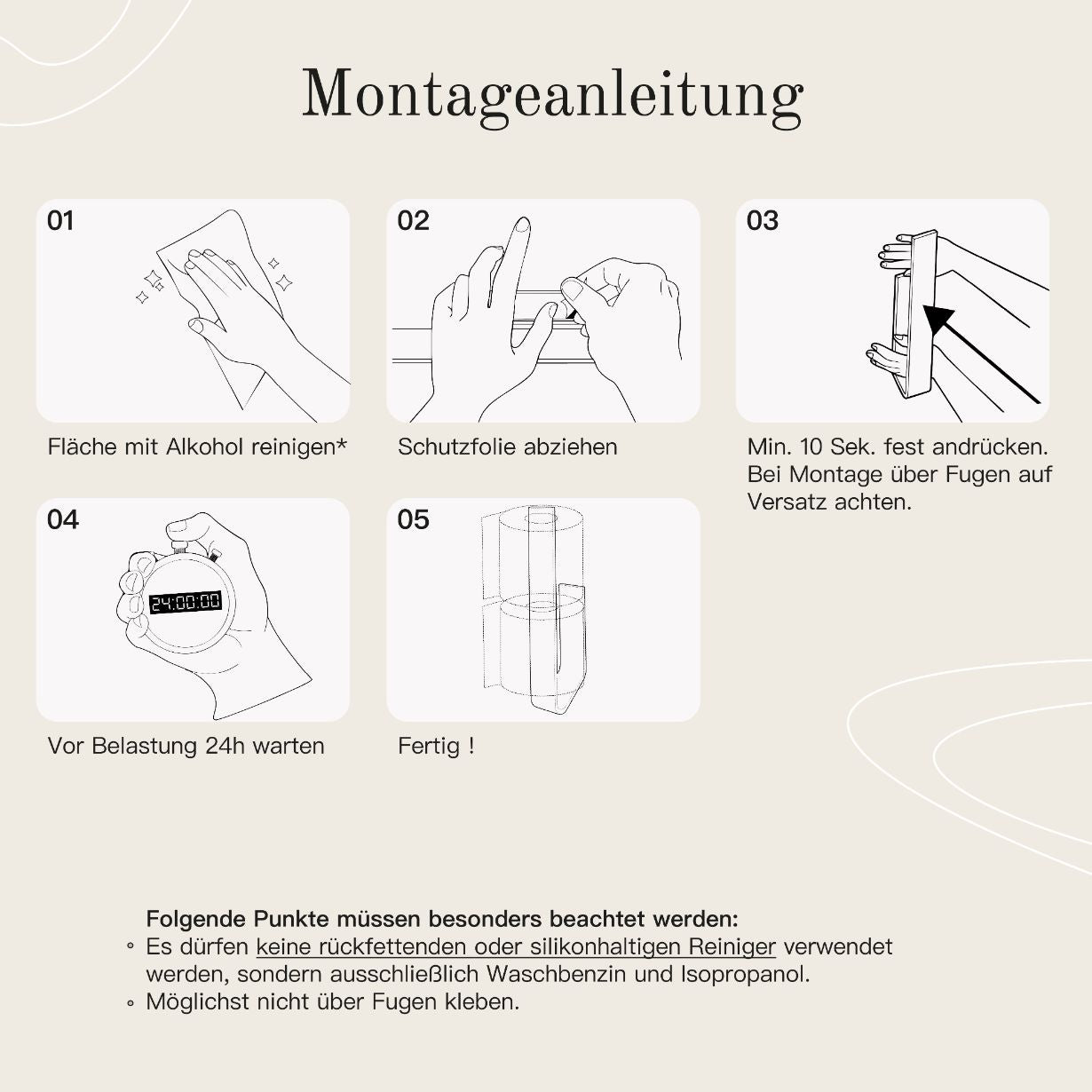 Designfabrik Hamburg Ersatzrollenhalter für Klopapier zum Kleben ohne Bohren mittels 3M Markenklebeband