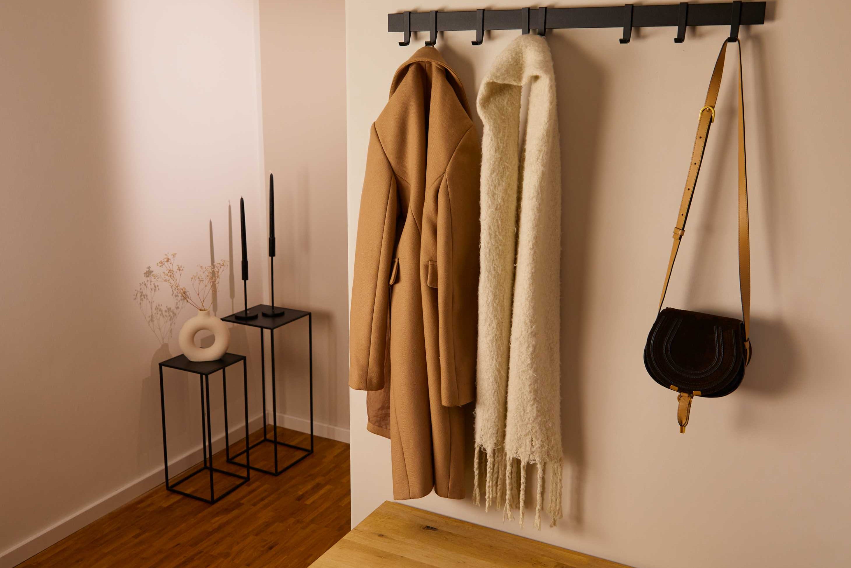 Designfabrik Hamburg Garderobenleiste Metall, Kleiderstange, Kleiderleiste, Garderobe schwarz 80cm