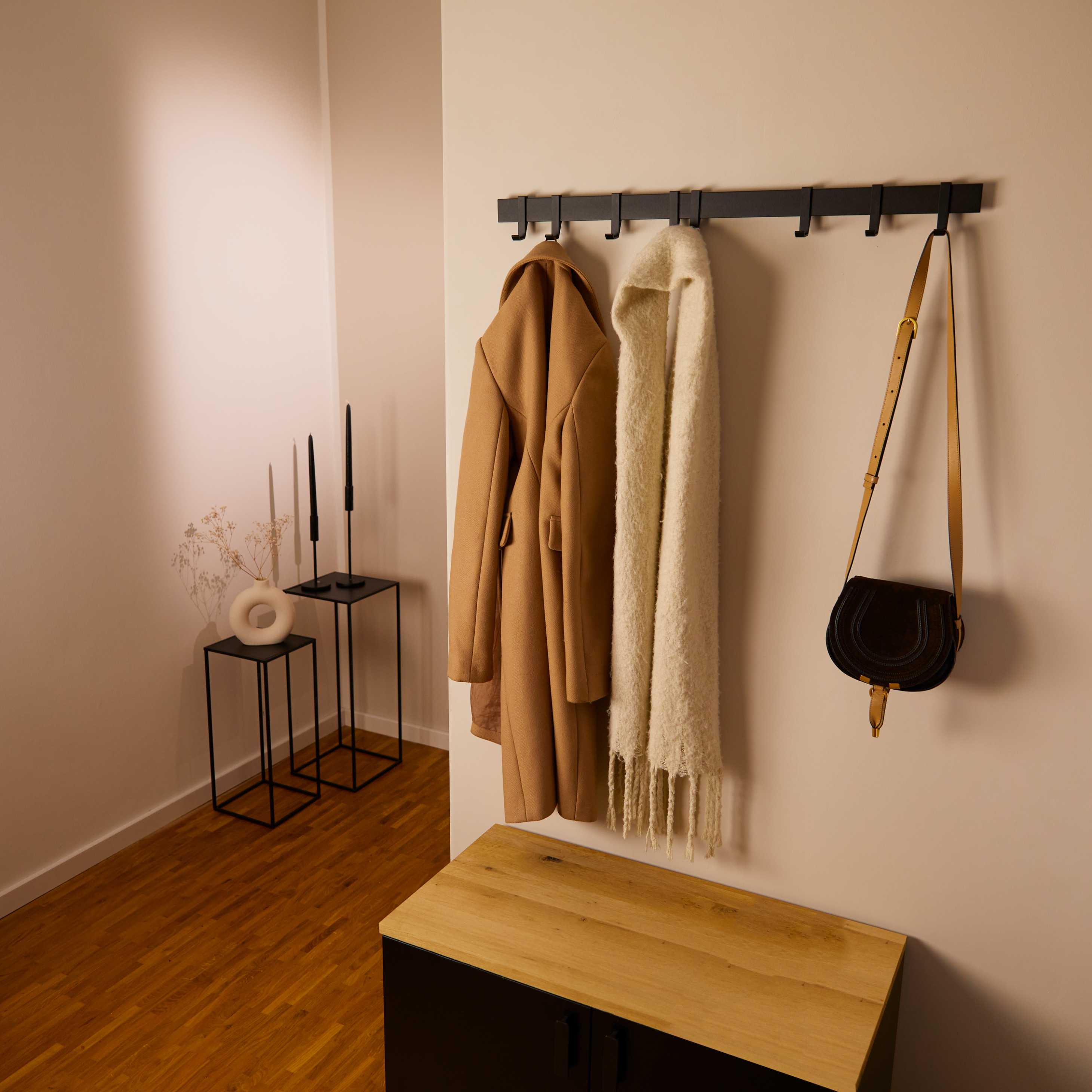 Designfabrik Hamburg Garderobenleiste Metall, Kleiderstange, Kleiderleiste, Garderobe schwarz 80cm