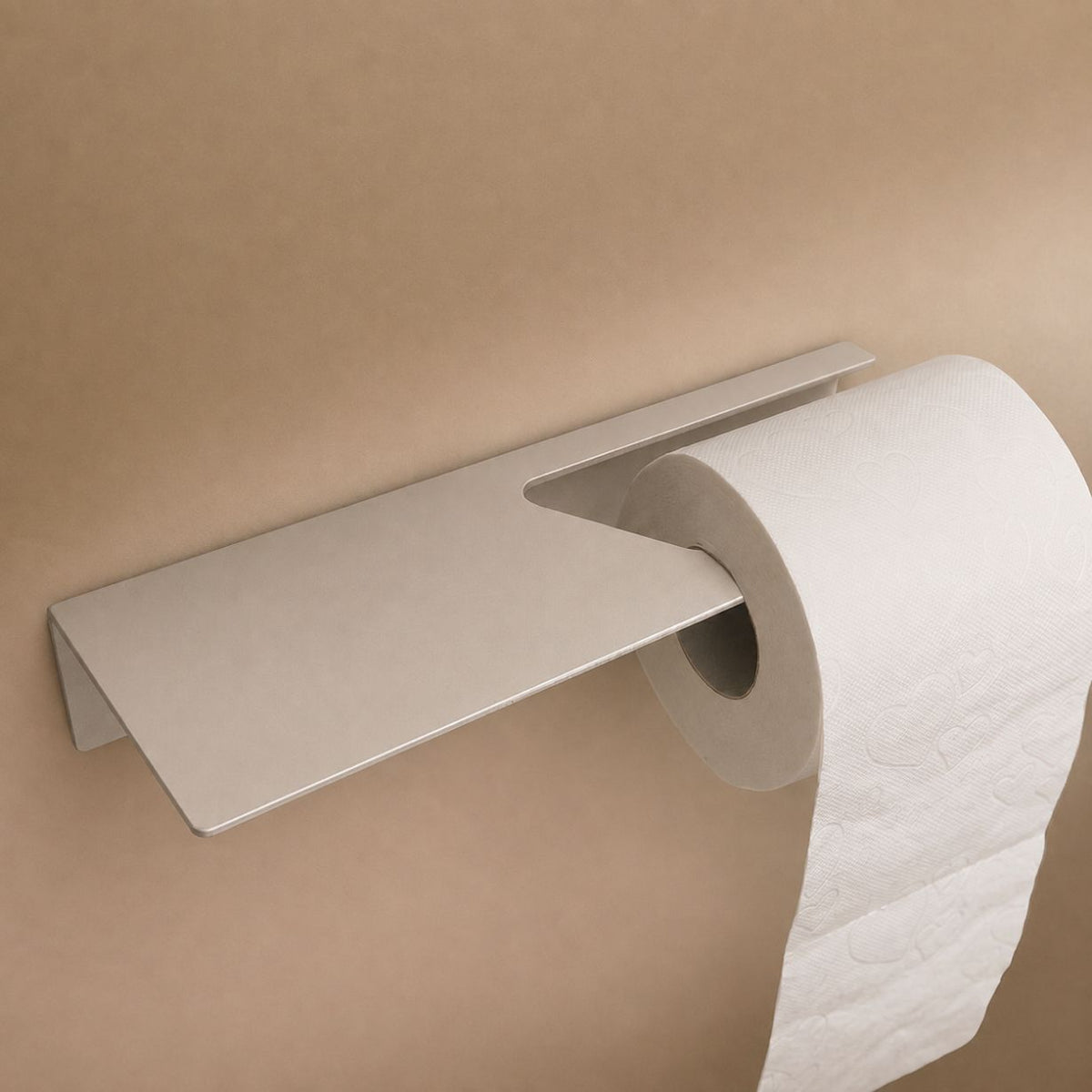 Designfabrik Hamburg Toilettenpapierhalter ohne Bohren mit Ablage zur Wandmontage beige