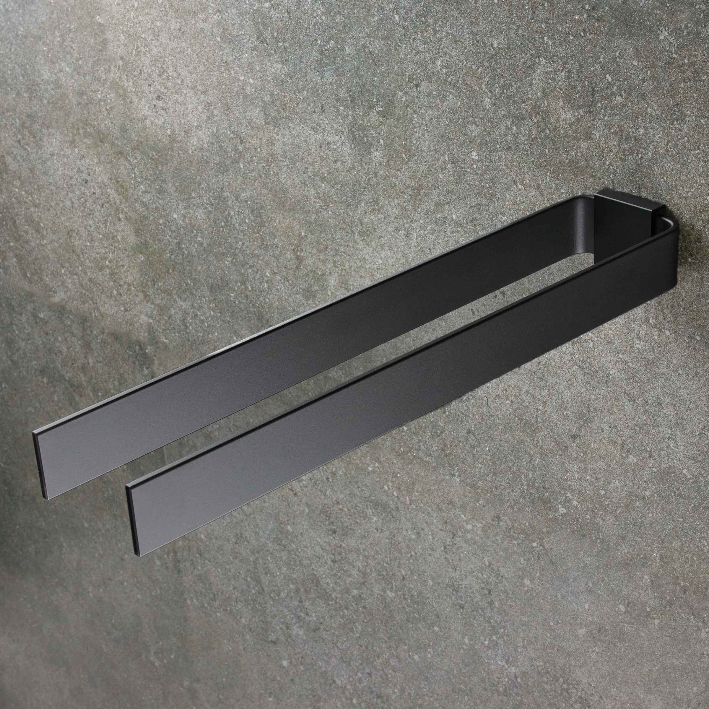 Designfabrik Hamburg zweiarmiger Handtuchhalter doppelarm feststehend Wandmontage 42cm schwarz