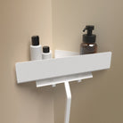 Anzeige_Render Designfabrik Hamburg Duschregal No drilling als Ausführung Eckregal Dusche selbstklebend weiß